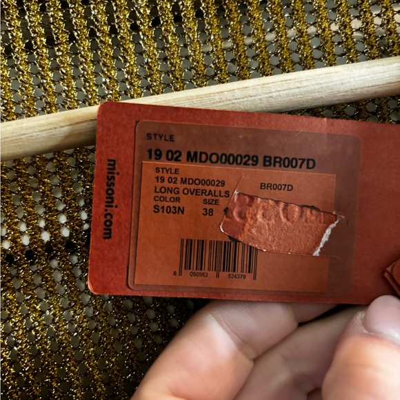 Missoni Metallic Knit Wrap Jumpsuit Gold Lurex Wide Leg Plunge Size 38 NWT Italy - Picture 6 of 16